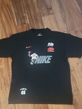 Nike Black Tee with Gray Logo and Red Accents Like New, Boys M
